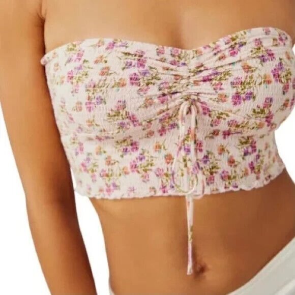 Free People Maia Convertible Bandeau Top Women S NWT Stretch Floral Crop - Picture 2 of 12
